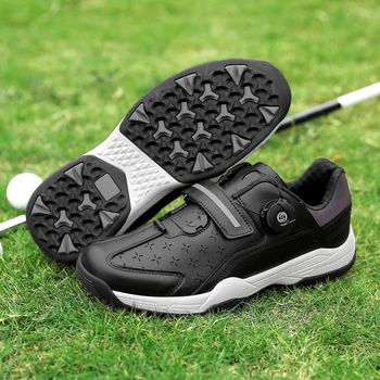  Новая профессиональная мужская обувь для гольфа Нескользящие детские кожаные кроссовки для гольфа На открытом воздухе Легкие кроссовки для ходьбы для женщин35-47