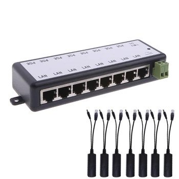 8 портов PoE Сетевой инжектор для IEEE 802.3af RJ45 Порт для постоянного тока 12–48 В Дропшиппинг