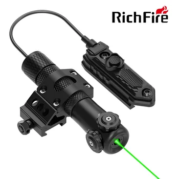 Richfire Фонарик Зеленый лазерный прицел без инструментов Оптический прицел с зеленой точкой и 20-мм креплением Пикатинни и реле давления
