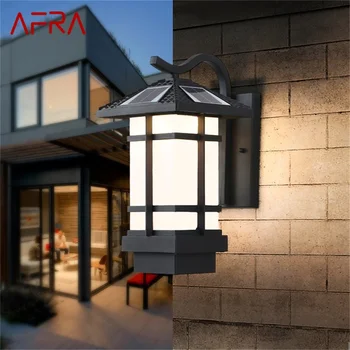 AFRA Солнечный настенный светильник Открытый современный светодиодный бра Водонепроницаемое освещение патио для крыльца Балкон Двор Вилла Проход