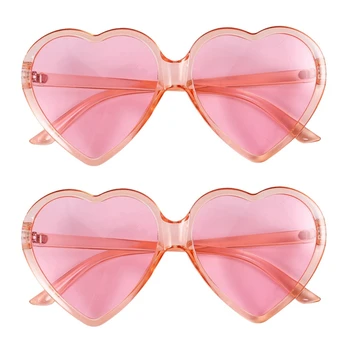 2X 90S Винтажные очки Мода Большие Женщины Леди Девочки Негабаритные Ретро Солнцезащитные очки в форме сердца Милые Любовные Очки (Розовый)