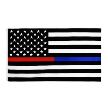 11.11 Тонкая красная синяя линия США Светоотражающий американский флаг автомобиля Наклейка Полицейский Вымпелы Украшение дома 3x5 футов NN116