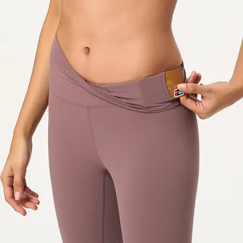 Новые двусторонние штаны для йоги с начесом для ухода за кожей для женской обнаженной йоги с высокой талией и подтяжкой бедер