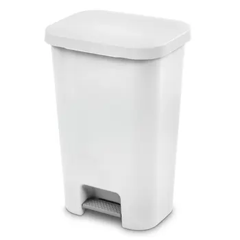 Галлонное мусорное ведро, пластиковое наступление на кухонное мусорное ведро, белое