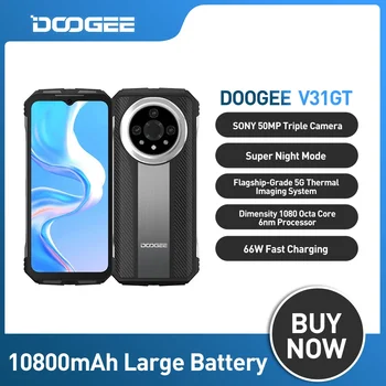 DOOGEE V31GT 6,58-дюймовый FHD 120 Гц IPS-дисплей 5G Тепловизионная система Dimensity 1080 Octa Core 12 ГБ ОЗУ + 256 ГБ ПЗУ 10800 мАч Аккумулятор