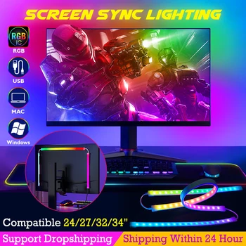  Компьютерный монитор Экран Окружающая подсветка для 24-34-дюймовой цветной светодиодной ленты с синхронизацией в реальном времени Игровая атмосфера Декоративная лампа