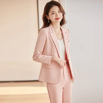 розовый маленький пиджак женский короткий весенний и осенний новый малый бизнес одежда изящный и модный повседневный костюм