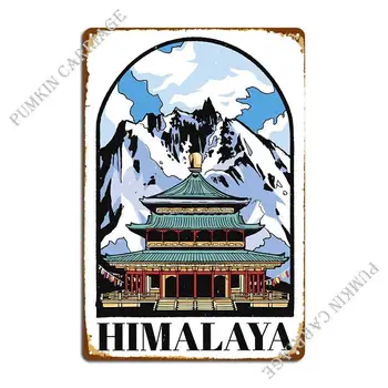 Гималайский храм Горы Металлическая табличка Плакат Паб Фреска Дизайн дома Гостиная Жестяной знак Плакат
