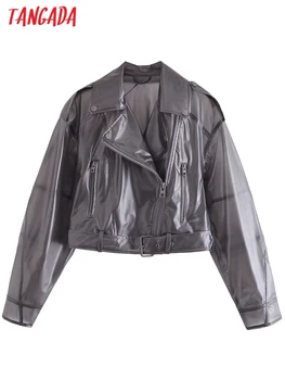 Tangada 2023 Осень-зима Женская черная водонепроницаемая куртка Пальто на молнии Женское пальто с длинным рукавом QN192