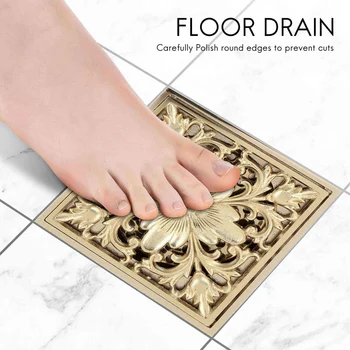 Gold Square Floor Drain Душ Дренаж с фильтром сетчатого фильтра Дренаж Clean Для ванной комнаты