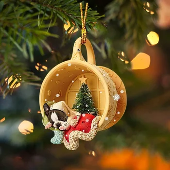 2023 Рождественская елка Кулон Милая Собака Животное Дроп Орнамент Новогодние Праздничные Принадлежности Для Вечеринок Украшение Комнаты Рождественский Подарок