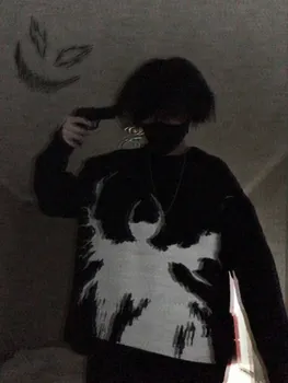2023 Винтажный уличный пуловер Y2K Punk Harajuku с рисунком Принт High Street Trend Вязаный свитер оверсайз свободный пуловер