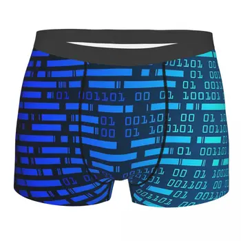 синий двоичный кибер-шаблон код трусы трусики breathbale трусики мужское нижнее белье сексуальные шорты боксерские трусы
