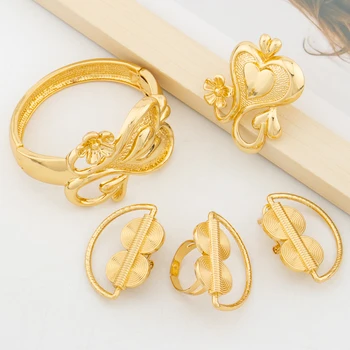 Женские серьги с кольцом Набор ювелирных изделий для женщин Изысканный браслет из 18-каратного золота с кольцом Свадебный набор ювелирных изделий для вечеринки