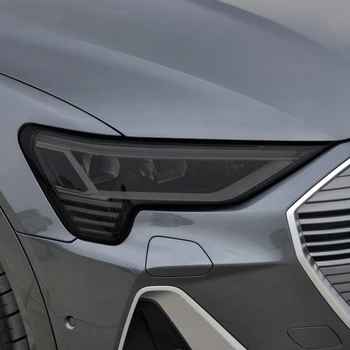 2 шт. Для Audi Etron 55 Quattro 2019 2020 Аксессуары для экстерьера LH RH Автомобильная фара Пленка Прозрачная черная наклейка из ТПУ Идеальная посадка
