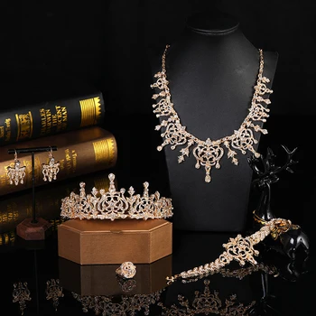 Набор украшений в арабском стиле ожерелье/серьги/кольца/браслеты/коронные украшения для турецких невест Свадебные украшения кафтан первого выбора