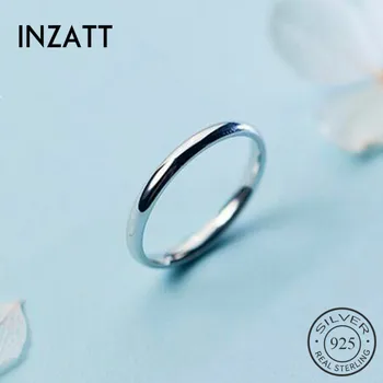 INZATT Real 925 Стерлинговое серебро Классическое круглое минималистское кольцо унисекс Свадебное геометрическое ювелирное искусство Модные аксессуары Подарок