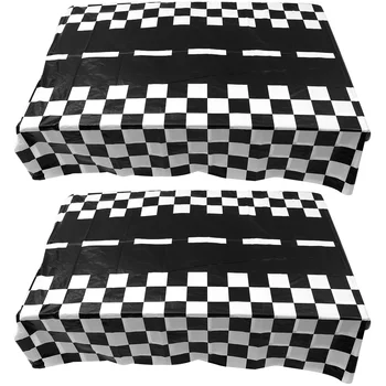 2 шт. Dinging Table Covers Одноразовые черные белые клетчатые скатерти Декор