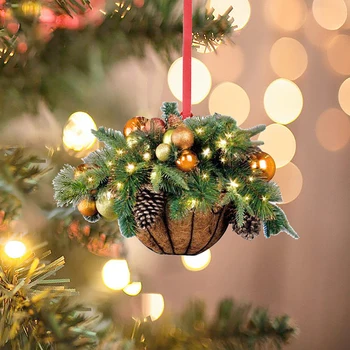 Деревянная рождественская цветочная корзина в форме украшения Рождественская елка Кулон Рождественское украшение Счастливого Рождества Декор С Новым годом
