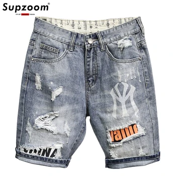 Supzoom 2022 Новое поступление Горячая распродажа Топ Мода Печать Лето Молния Муха Stonewash Повседневные хлопковые джинсовые джинсы Шорты Мужчины 