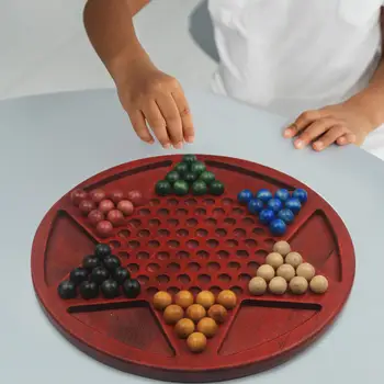 Деревянные китайские шашки для возраста 6+ Дети Подарки Вечеринки Семейное рукоделие Настольные игры 6 цветных шариков Классическая стратегическая игра