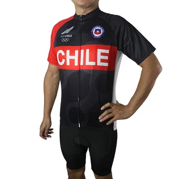 Велосипедная одежда для шоссейного велосипеда, джерси с коротким рукавом, велосипедная рубашка, форма для скоростного спуска, верхняя чилийская экипировка, черно-красная экипировка