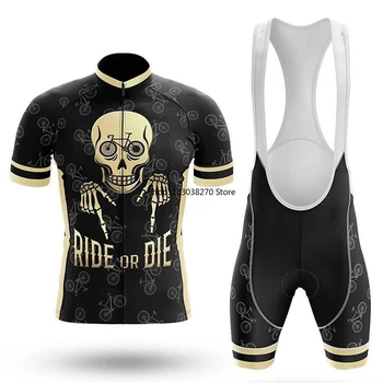 Ride Or Die Велоспорт Комплект Шорты Нагрудник Велосипед Джерси Велосипедная рубашка Одежда с коротким рукавом Велосипед Скоростной спуск MTB Горный костюм