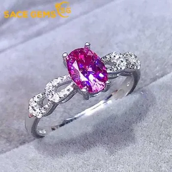 SACE GEMS GRA Сертифицированное 1ct Муассанитовое кольцо VVS1 Lab Diamond Solitaire Кольцо для женщин Обещание помолвки Обручальное кольцо Ювелирные изделия