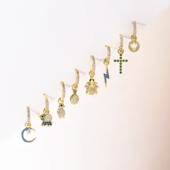 Серьги для женских 18-каратных позолоченных серег из кристалла циркона и луны с молнией Популярные модные ювелирные изделия для пары праздничный подарок