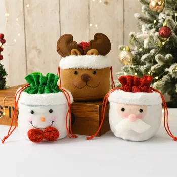 Канун Рождества Яблочный пакет Мультяшный снеговик Санта-Клаус Лось Подарочная сумка Счастливого Рождества Декор Конфеты Сумочка С Новым 2024 годом