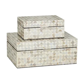 DecMode Coastal Cream Перламутровая геометрическая коробка с узором в горошек, набор из 2 шт. 12 дюймов, 8 