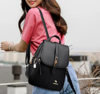 Новый роскошный высококачественный кожаный рюкзак Женские корейские модные сумки через плечо Школьная сумка Повседневные дорожные рюкзаки большой емкости