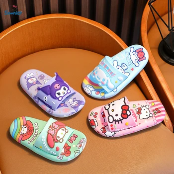 Детские тапочки для мальчиков и девочек Мультяшная обувь Kuromi Мода с подсветкой Удобная милая обувь Домашняя ванная комната Детские тапочки для малышей