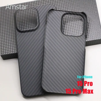 Amstar Чехол для телефона из чистого углеродного волокна для iPhone 15 Pro Max Чехлы Ультратонкий наполовину обернутый чехол из арамидного волокна для iPhone 15 Pro