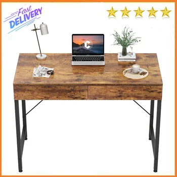 Компьютерный стол CubiCubi с 2 ящиками для хранения, 40-дюймовый письменный стол для домашнего офиса, рабочий стол для небольшого пространства, деревенский стиль