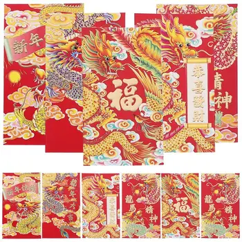 30 шт. 2024 HongBao Китайский стиль Красные конверты Новогодние денежные пакеты Счастливые денежные мешки 2024 Красные конверты Карманы (смешанный стиль)