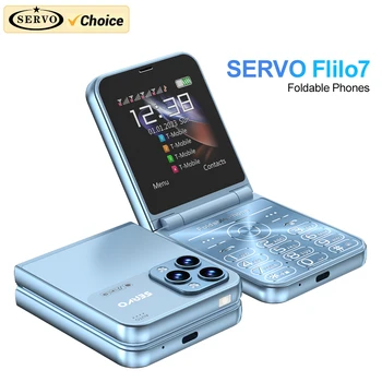 SERVO Flilo7 4 SIM-карты Flip Мобильный телефон Автоматический вызов Запись быстрого набора Волшебный голос Черный список FM-радио Type-C Складной мобильный телефон
