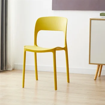 Nordic Plastic Dining Single Chair Pack 4 шт./SET Штабелируемый современный стул Шезлонги Стул со спинкой Столовая Одноместный стул