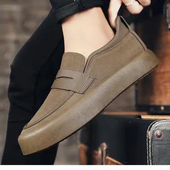 2024 Весна и осень Новая дышащая мужская обувь Doudou Корейская версия Модная повседневная обувь для молодых мужчин Тренд Одинарная обувь