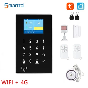 Smartrol 4G Система охранной сигнализации Tuya WiFi 2 в 1 Alarme Host Датчик защиты безопасности для умного дома Комплект охранной сигнализации