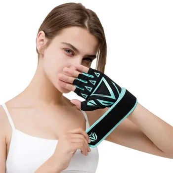 2023 Перчатки с ремешком на запястье для мужчин и женщин с половиной пальца дышащие противоскользящие тренировочные перчатки для тренажерного зала