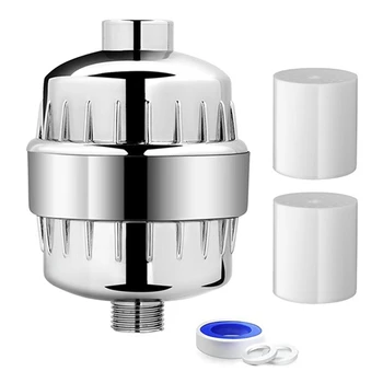 25 Ступенчатый фильтр для душа Серебристый АБС-пластик для жесткой воды, Фильтр для умягчения воды для душа