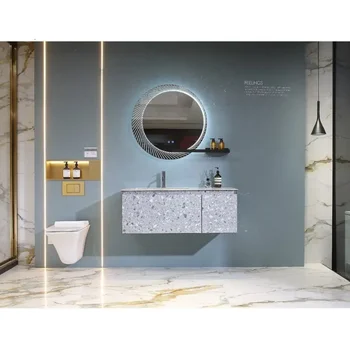  Экологически чистые материалы Easy Clean Настенная раковина для ванной комнаты Туалетный столик с зеркалом