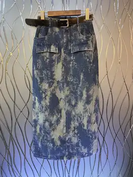 2023 осень и ранняя зима мода новая женская одежда ремень джинсовая юбка 0802