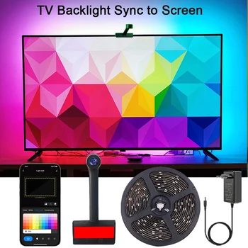 Подсветка Smart TV Синхронизация с экраном RGBIC Muisc Sync Светодиодная подсветка с камерой для телевизора (55-65 дюймов) Управление приложением Светодиодные ленты