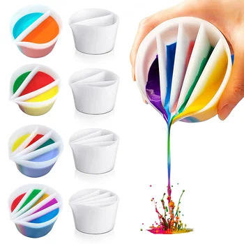  Силиконовая разделительная чашка для заливки краски 2/3/4/5 сетка Многоразовая раздельная чашка для жидкого искусства Flow Paint Resin DIY Инструменты для изготовления