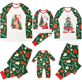 Рождественский подарок для семьи Подходящий пижамный комплект Повседневный мягкий Взрослые Дети 2 шт. Костюм Пижамы Детские комбинезоны Мама и я одежда