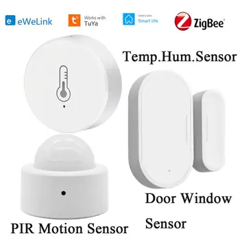 Tuya/eWelink Интеллектуальный датчик температуры и влажности Zigbee / Мини-ИК-датчик движения / Управление датчиком дверного окна через Smart Life