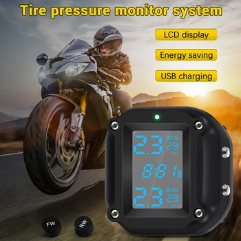  Система контроля давления в шинах мотоцикла Moto TPMS Авто Велосипед Сигнализация шин ЖК-монитор в реальном времени для двухколесного мотоцикла