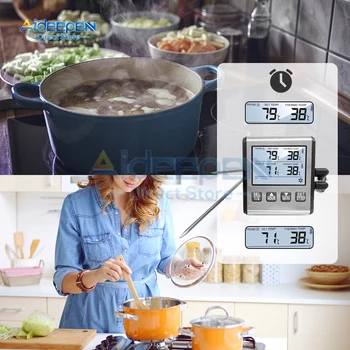  Цифровой хронометр Пищевой термометр Измеритель температуры с функцией таймера Мясной зонд Электронные кухонные инструменты для приготовления пищи Печь барбекю
